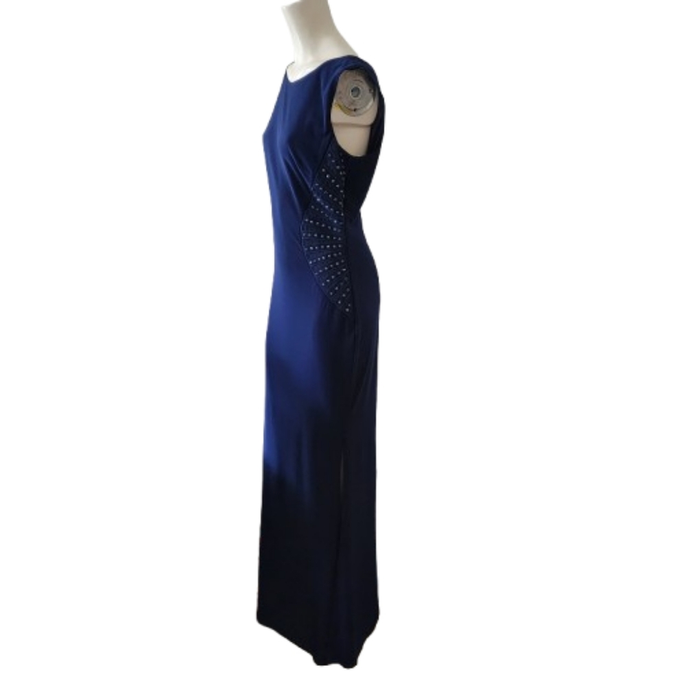 Laundry By Shelli Segal Sleeveless Gown Women's 8 Navy Blue Full Length Dress - Picture 5 of 10